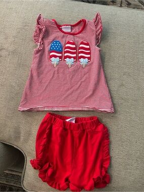 Girls' Red Striped Popsicle Matching Set - Stitchy Fish